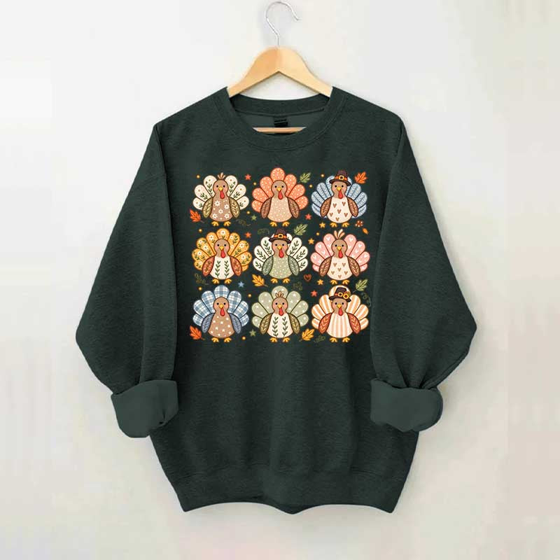 Boho Turkey Thanksgiving Preppy Fall Wild Sweatshirt
