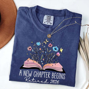 Floral Teachers 'A New Chapter Begins' Retired T-Shirt