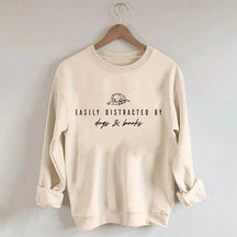 Easily Distracted By Dogs And Books Funny Sweatshirt