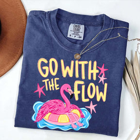 Go With The Flow Flamingo Graphic T-Shirt