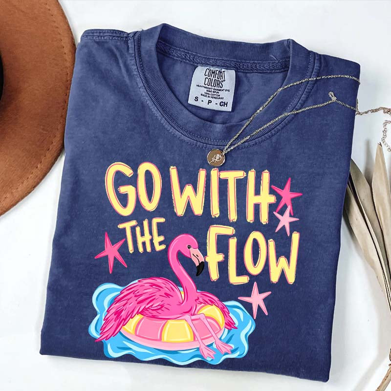 Go With The Flow Flamingo Graphic T-Shirt