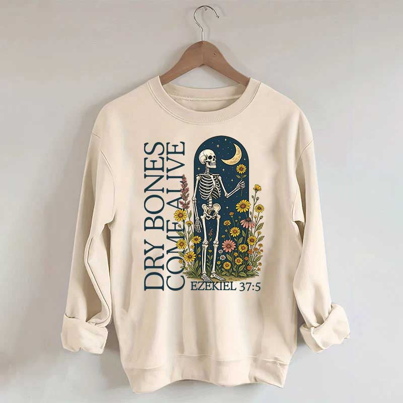 Dry Bones Come Alive Catholic Boho Floral Sweatshirt
