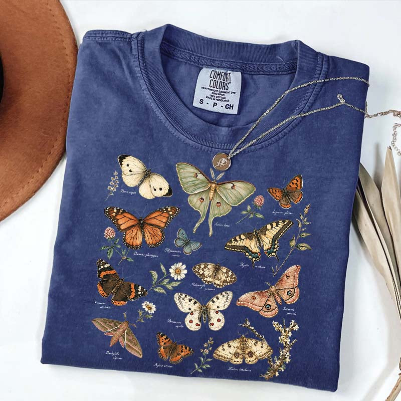 Vintage Butterfly Botanical Chart Moth T-Shirt