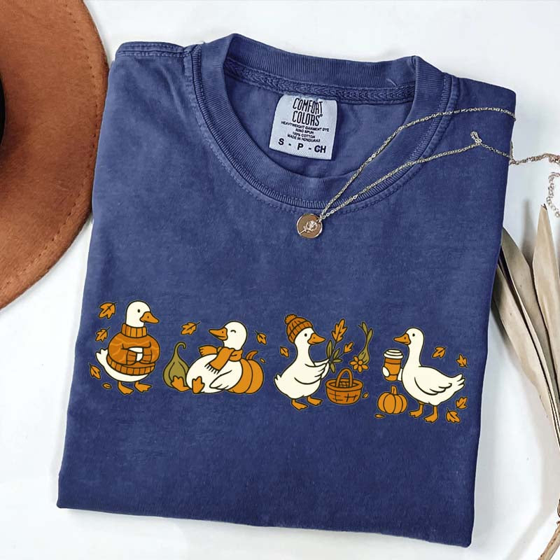 Fall Goose Vibes Autumn Coffee Pumpkin T-Shirt