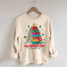 Cute All Booked For Christmas Tree Sweatshirt