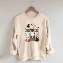 Boo Ghost Reading Books Halloween Sweatshirt