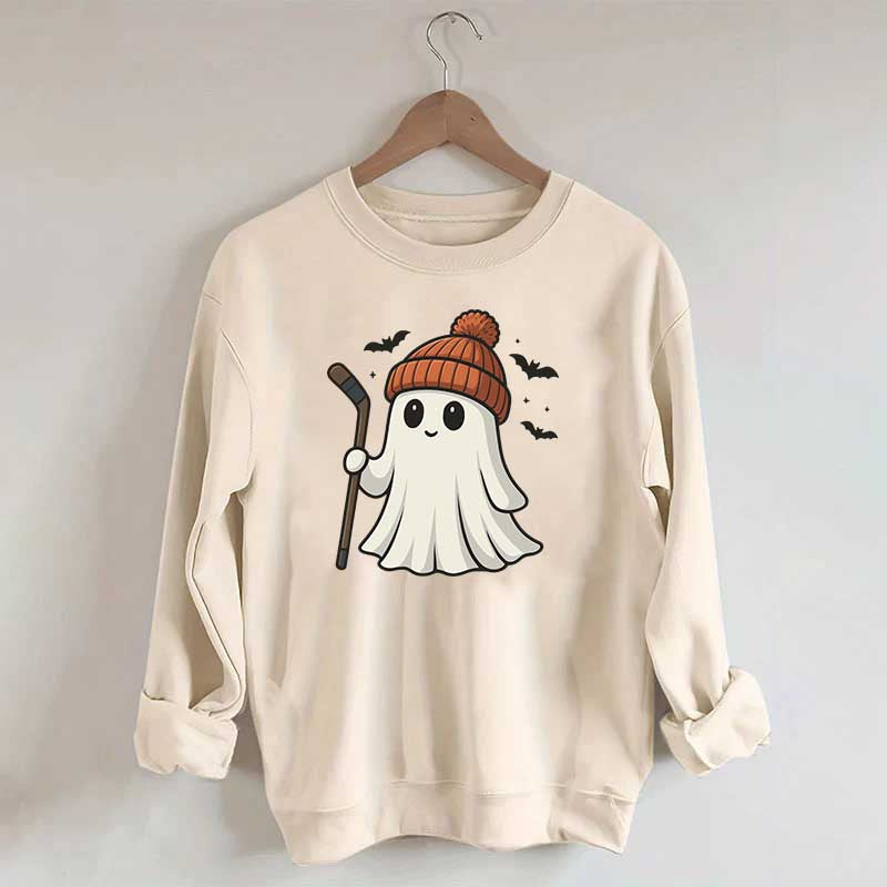 Fun Hockey Halloween Cute Ghost Sweatshirt