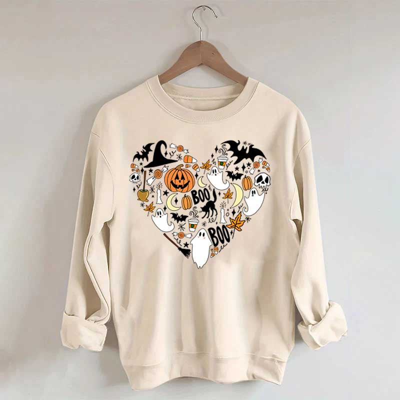 Happy Halloween Doodles Heart Sweatshirt