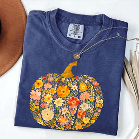 Flowers Pumpkin Comfort Colors T-Shirt