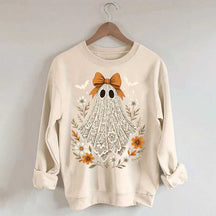 Cute Lace Ghost Bow Spooky Season Sweatshirt