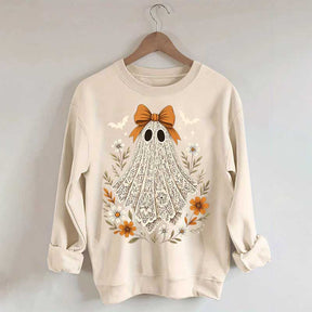 Cute Lace Ghost Bow Spooky Season Sweatshirt