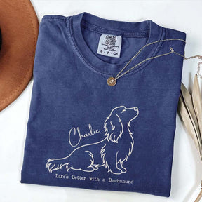 Custom Name Long Hair Dachshund T-Shirt