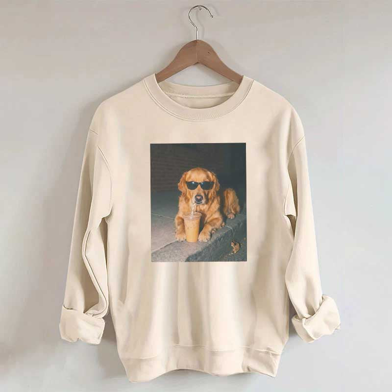 Golden Retriever Drinking Iced Coffee Sweatshirt