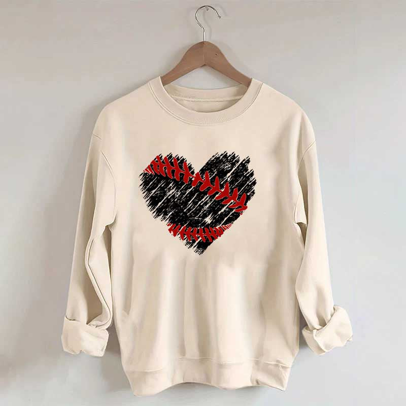 Distressed Baseball Heart Sweatshirt
