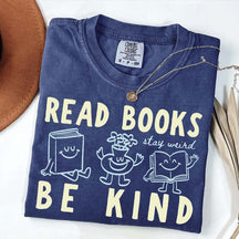 Read Books Be Kind Stay Weird Retro Doodle T-Shirt