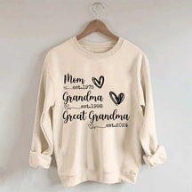 Custom Mom Grandma Great Grandma Est Year Sweatshirt