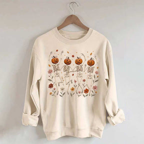 Wildflower Skeleton Preppy Halloween Sweatshirt