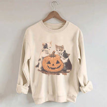 Vintage 90s Cat Halloween Pumpkin Sweatshirt