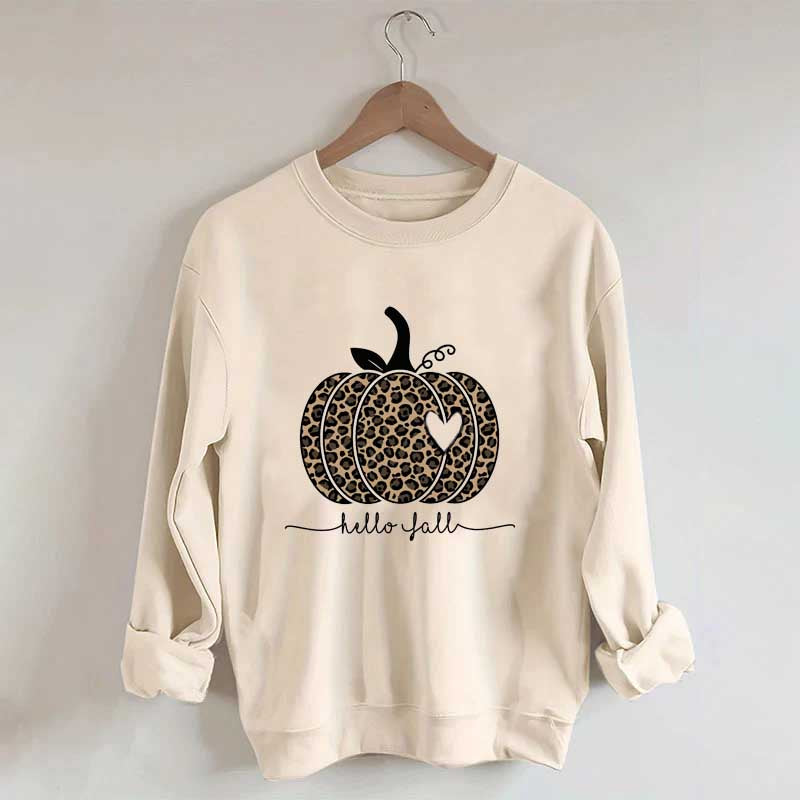 Hello Fall Leopard Pumpkin Sweatshirt