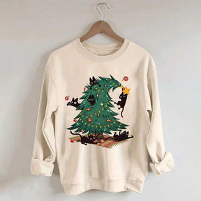 Christmas Tree And Cat Owner Sweatshirt