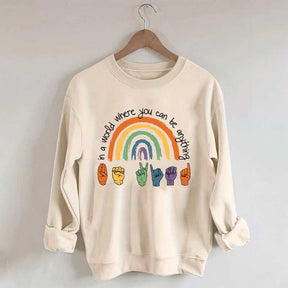 Be Kind Sign Language ASL Rainbow Sweatshirt