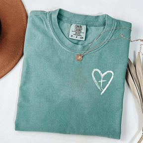 Heart Cross Religous T-Shirt