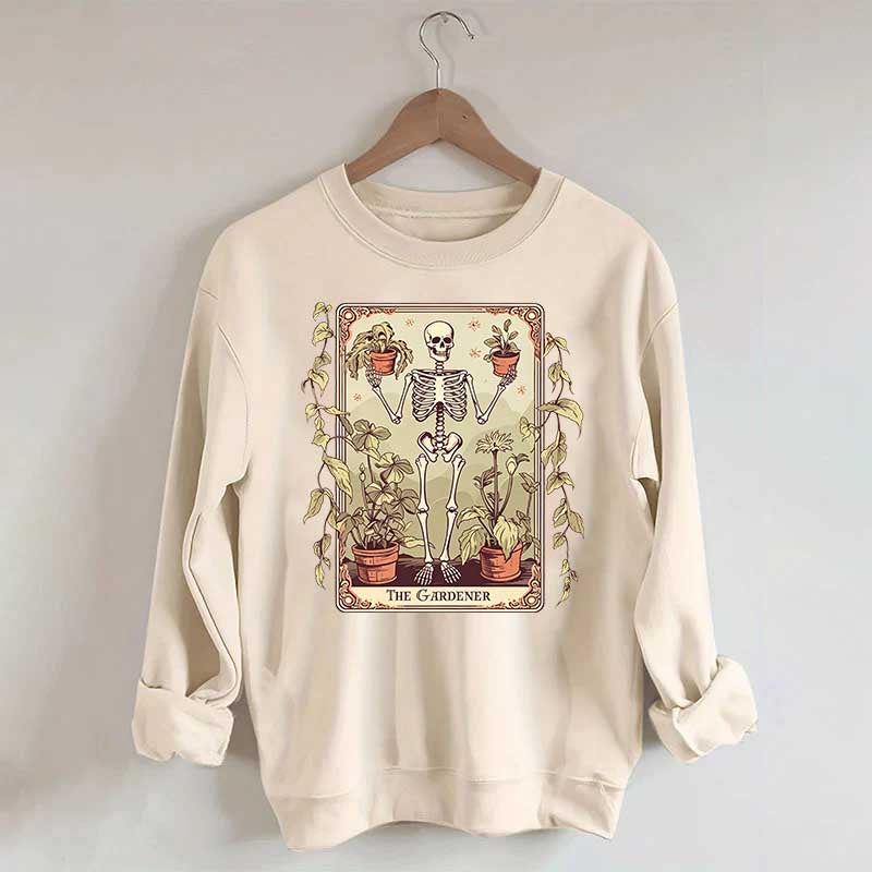 Gardener Skeleton Lover Tarot Card Sweatshirt