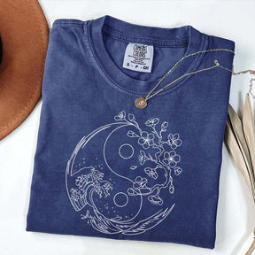 Yin Yang Wave Cherry Blossom T-Shirt