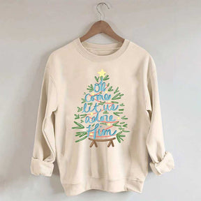 Oh Come Let Us Adore Him Christmas Tree Cute Sweatshirt