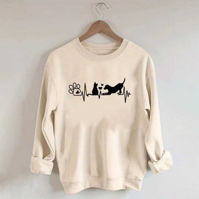 Dog And Cat Mom Heartbeat Sweatshirt
