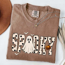 Retro Spooky Halloween Ghost White Dots T-Shirt