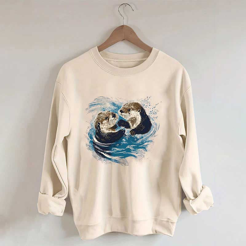 Vintage Otters Ocean Animals Sweatshirt