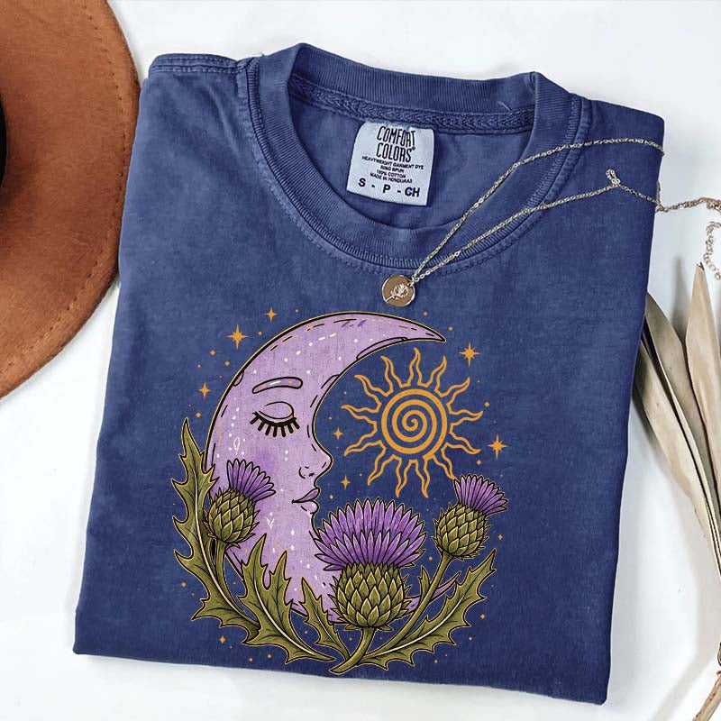 Scottish Thistle Moon Floral T-Shirt