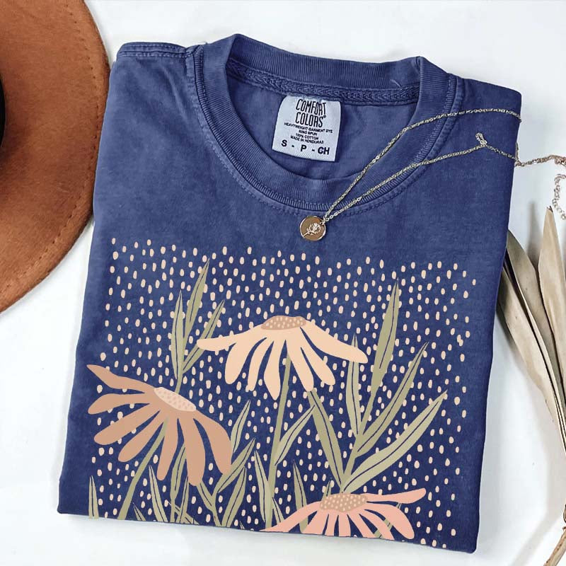 Boho Floral Abstract Botanical Aesthetic T-Shirt