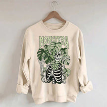 Monstera Skeleton Plant Halloween Sweatshirt