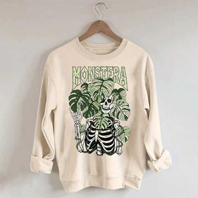 Monstera Skeleton Plant Halloween Sweatshirt