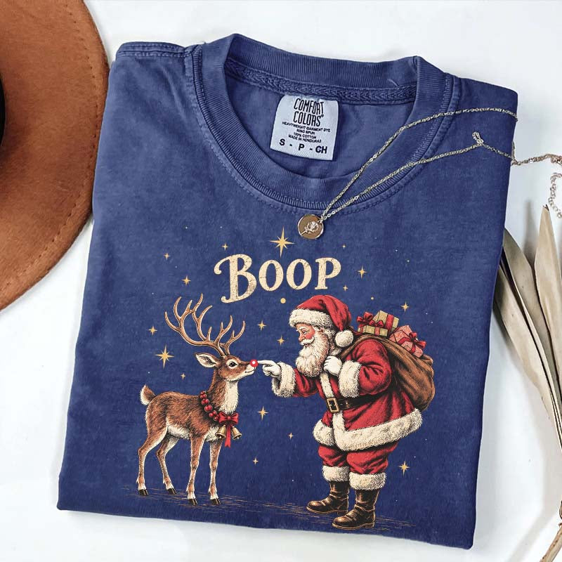 Vintage Santa Reindeer Christmas Boop T-Shirt