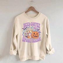 Spooky Season Ice Coffee Preppy Halloween Sweatshirt