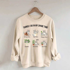 Things I Do In My Spare Time Cat & Plants Swetashirt