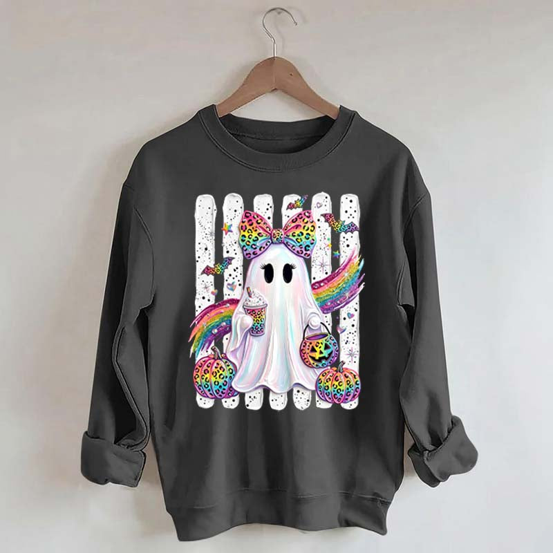 Preppy Ghost Coquette Leopard Girly Sweatshirt