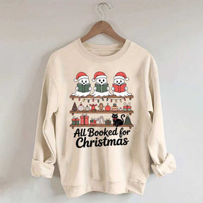 Cute Ghost All Booked For Christmas Sweatshirt