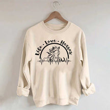Life Love Horses Heartbeat Sweatshirt