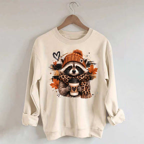 Autumn Coffee Lover Raccoon Sweatshirt