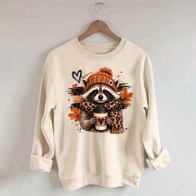 Autumn Coffee Lover Raccoon Sweatshirt