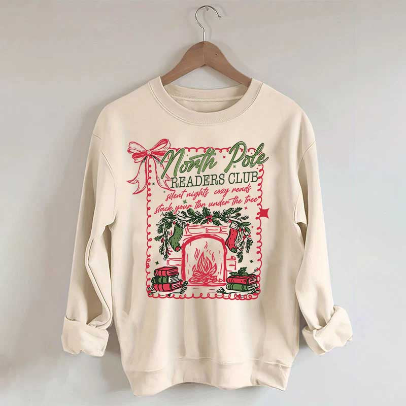 North Pole Readers Club Coquette Christmas Book Sweatshirt