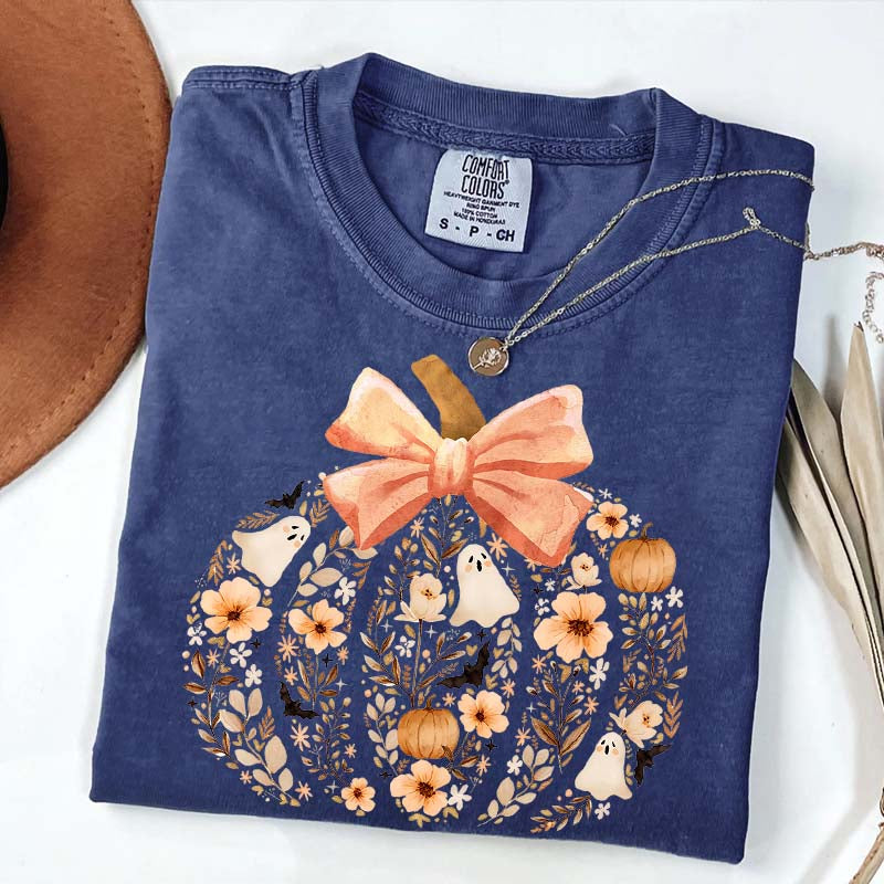 Vintage Floral Pumpkin Cute Halloween T-Shirt