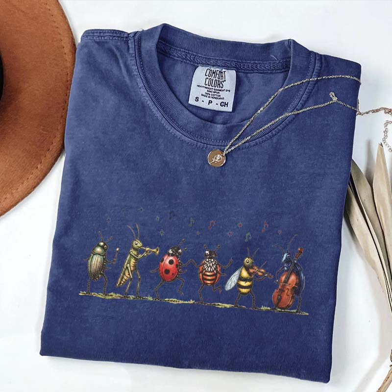 Vintage Insect Music Graphic T-Shirt