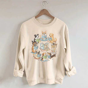 Bookworm Fiction Dog Reading Sweatshirt