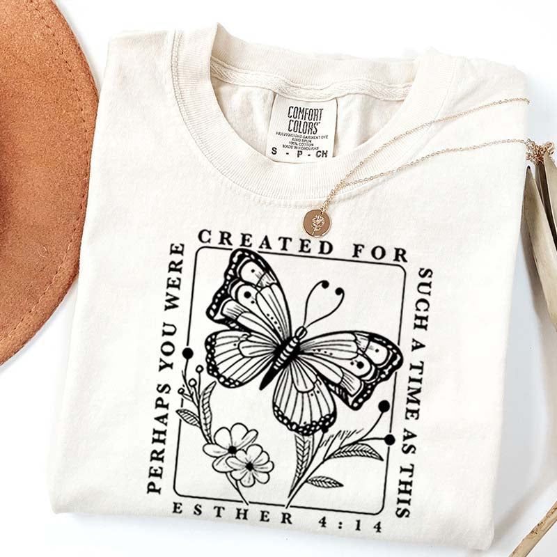 Bible Verse Esther 4:14 Butterfly Floral T-Shirt