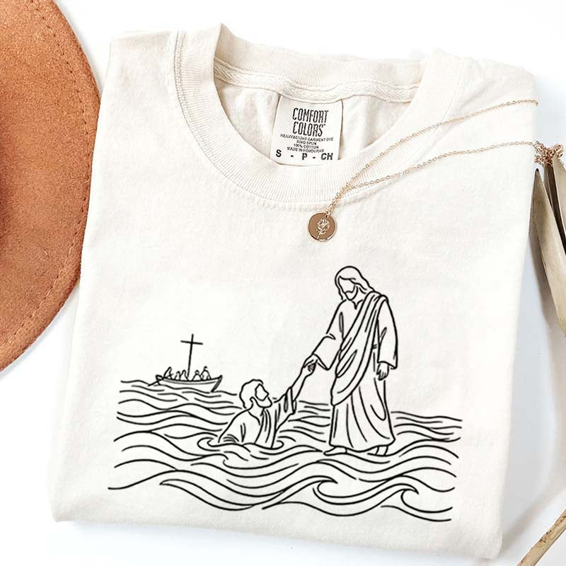 Jesus Walking on Water Comfort Colors T-Shirt